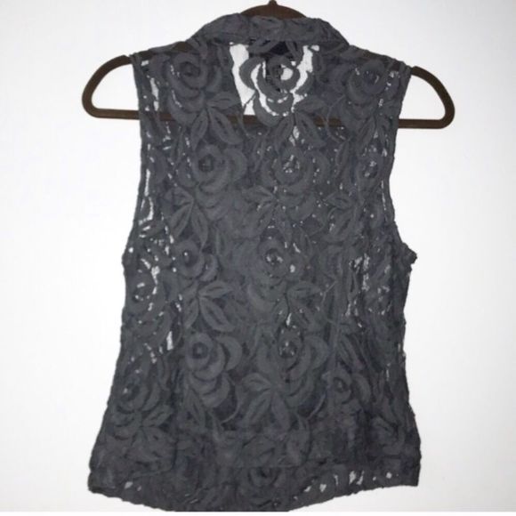 NEW INC Dark Gray Lace Zippered Moto Vest Small S - Picture 6 of 11